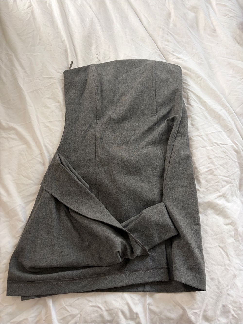 Zara Gray Strapless Draped Mini Dress